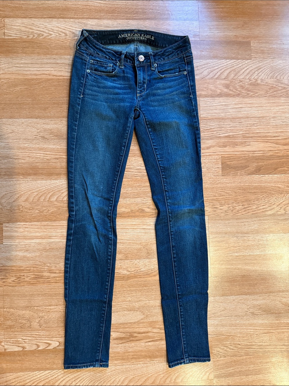 American Eagle Outfitters Women’s Dark Blue Skinny Jeans Size 2 Long Tall Inseam